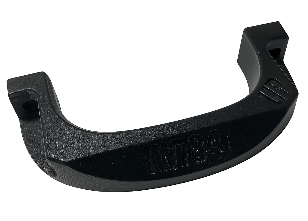 SLS PA12 nylon handle after shot peening showing smooth satin semigloss surface
