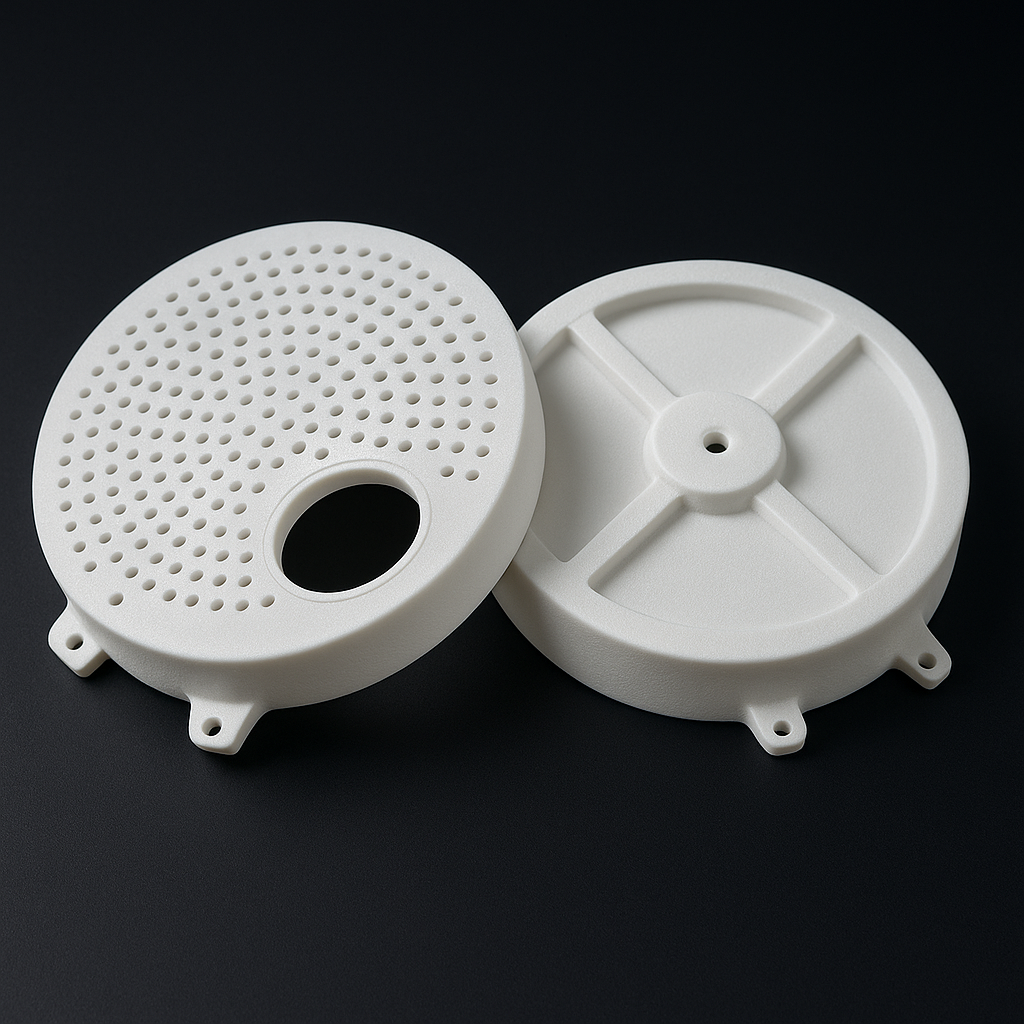 Filter cover parts printed in PA12 Nylon