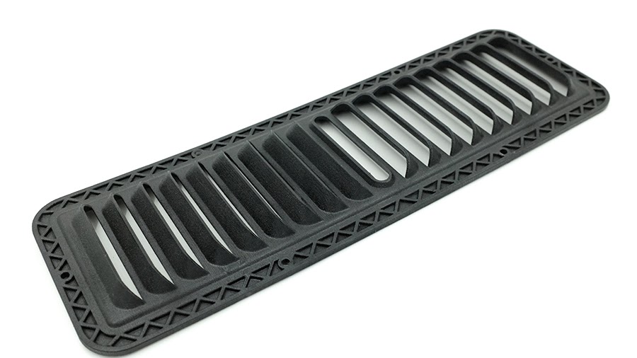 SLS nylon grill part after part dyeing showing deep uniform black color finish
