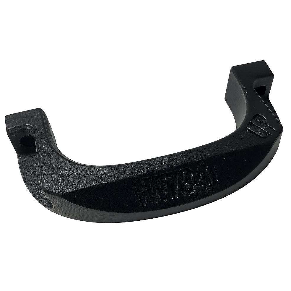 Close up of a professionally finished SLS 3D printed part demonstrating surface smoothing and dyed black appearance.